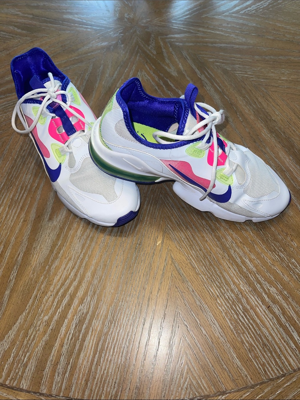 Nike Women's White Sneakers with Pink, Purple & Lime Accents